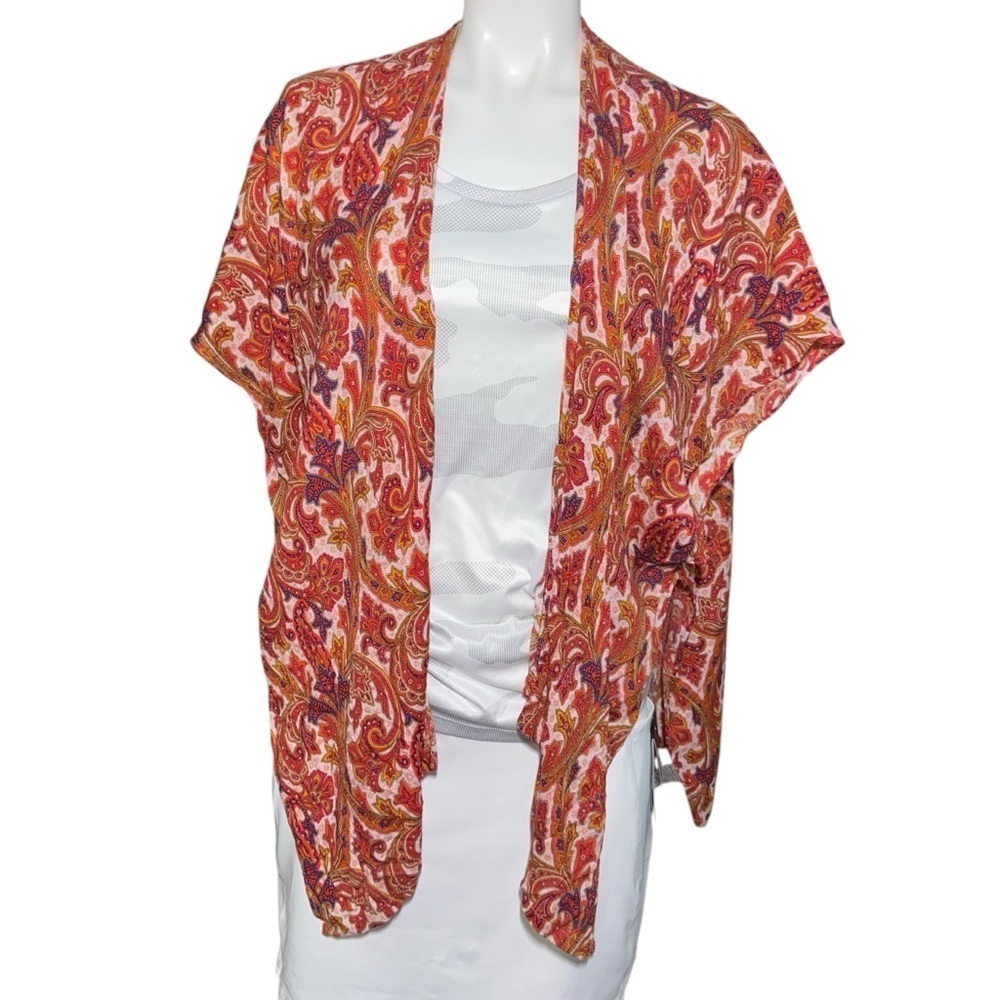 Loft Women’s XS/S Orange Blue Yellow Paisley Lightweight Vest 100% Rayon Summer